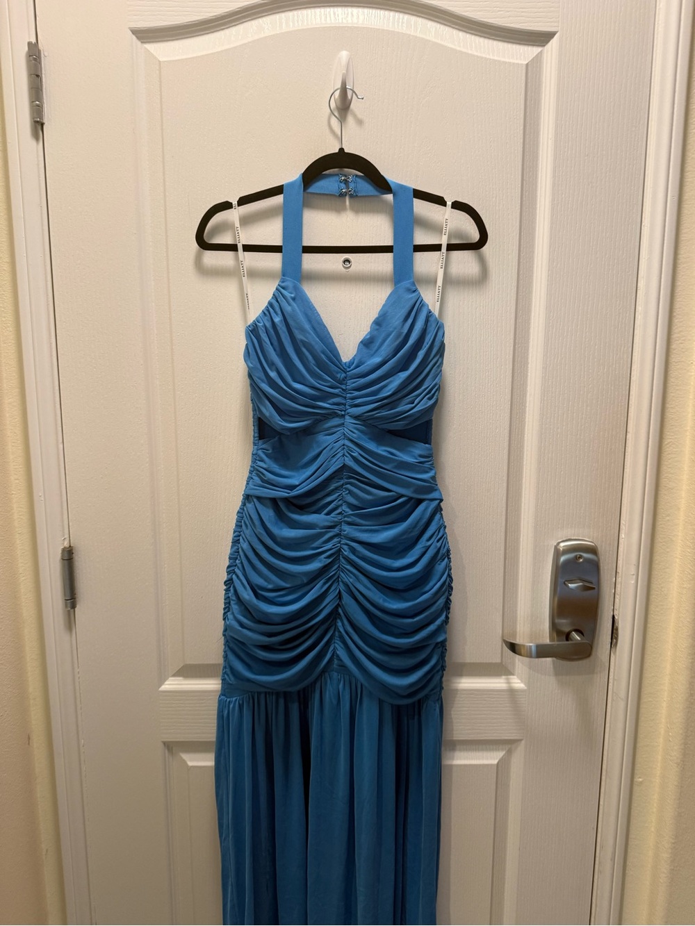 ELLIATT Elena Sleeveless Ruched Halter Gown in Blue Size S NWT - Picture 6 of 8